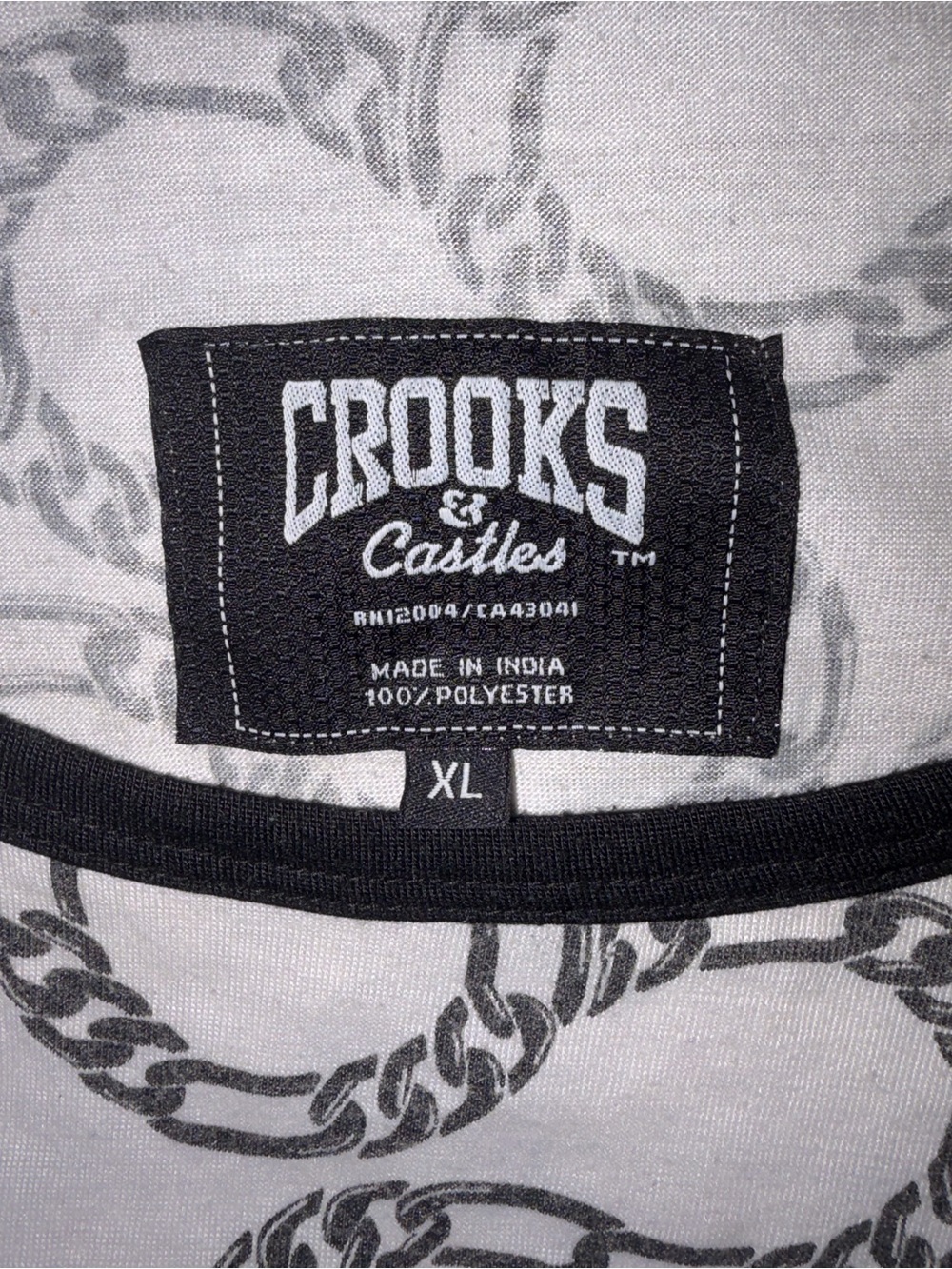 Crooks & Castles Chain Print Tank Top Men’s XL White Black Streetwear Used - Picture 3 of 9